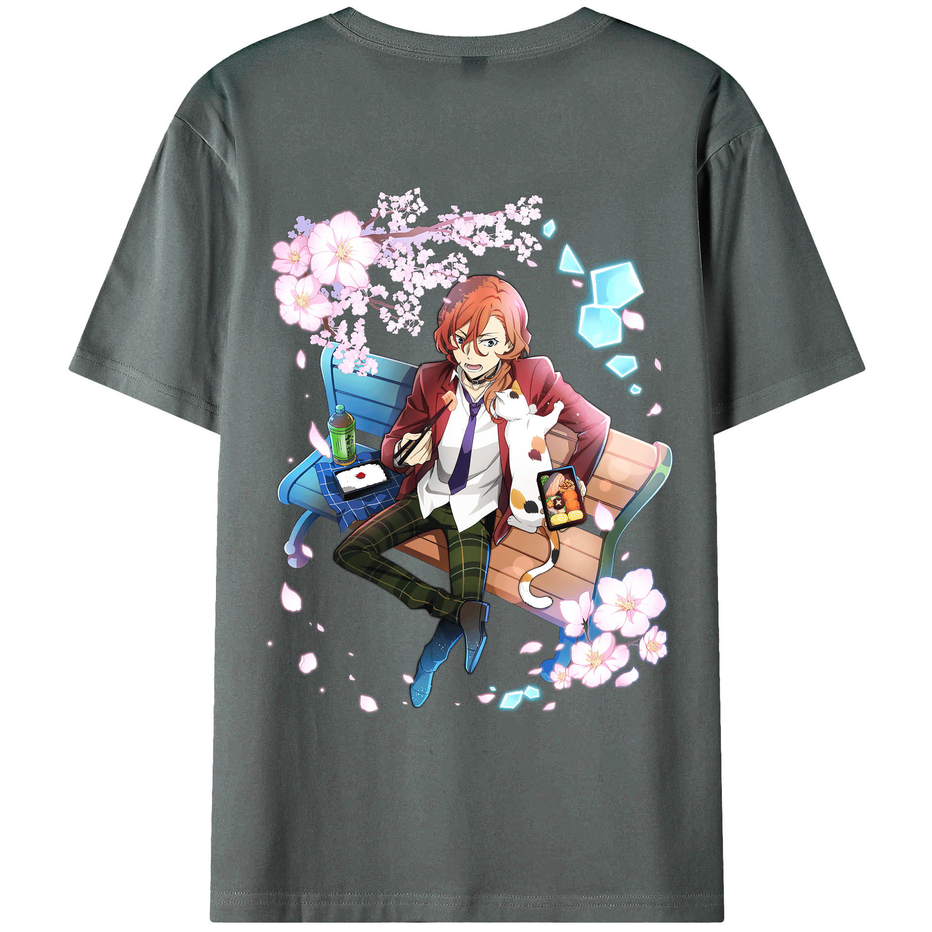 （画像用） 文豪ストレイドッグス Bungo Stray Dogs 綿100％ メンズ半袖Tシャツ（バックプリント） 通気性